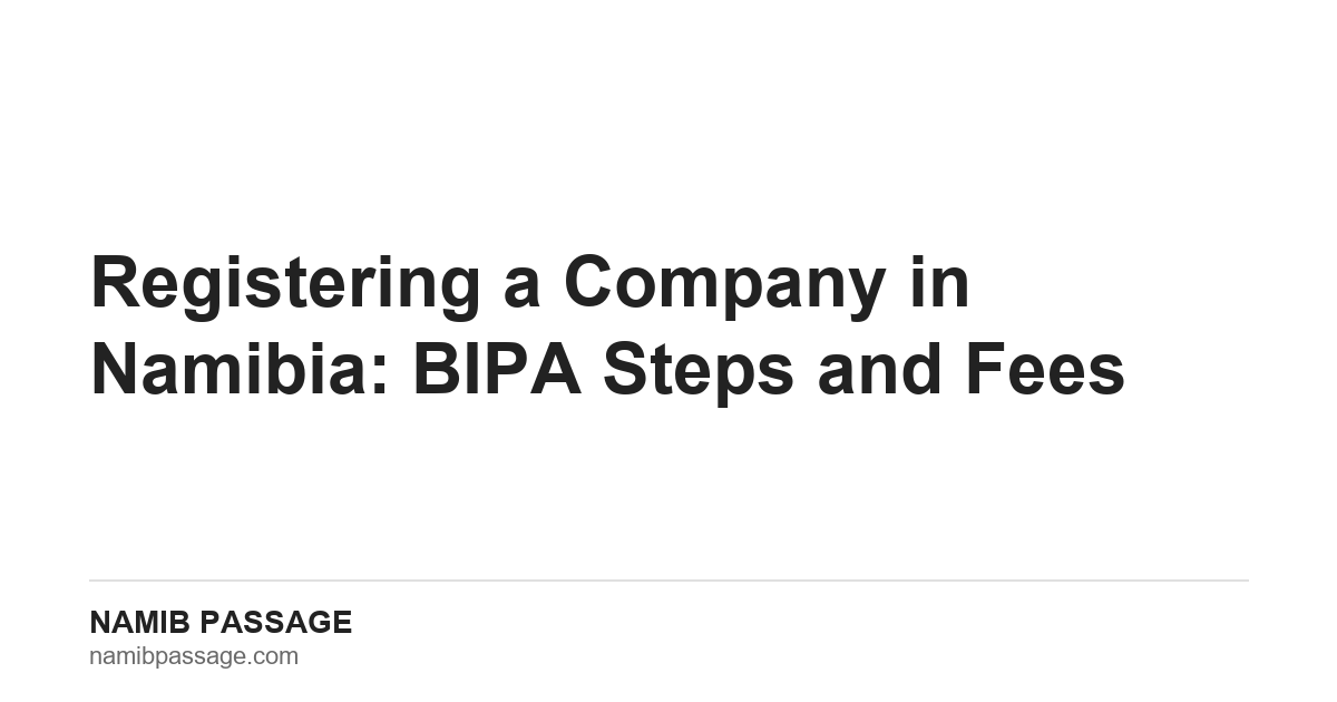 Registering a company in Namibia: BIPA steps and fees, Namib Passage