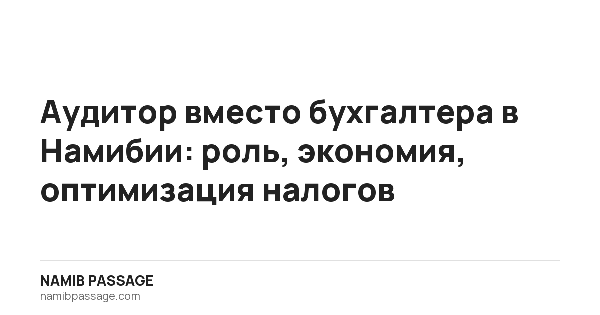 Аудитор вместо бухгалтера в Намибии: роль, экономия, оптимизация налогов, Namib Passage